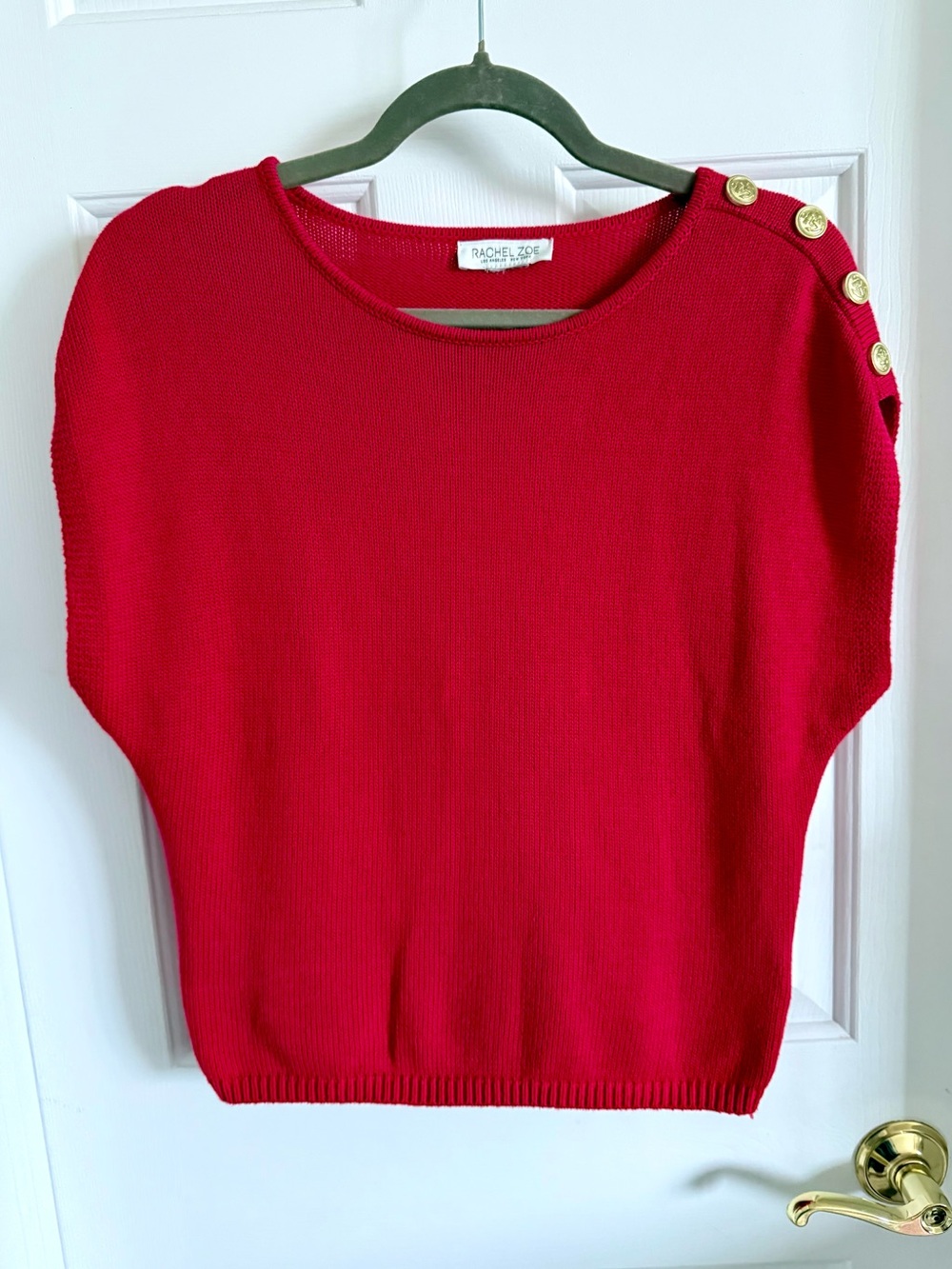 ⚓️❣️ 100% Cotton Rachel Zoe Red Button-Shoulder Sweater Sailor Nautical Coastal